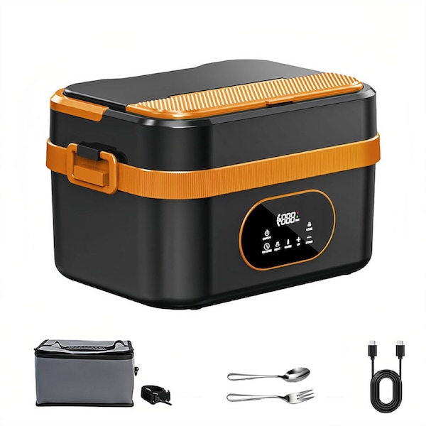Catzon 1.5L Cordless Heated Lunch Box Set Rechargeable Food Warmer for Office Work School
