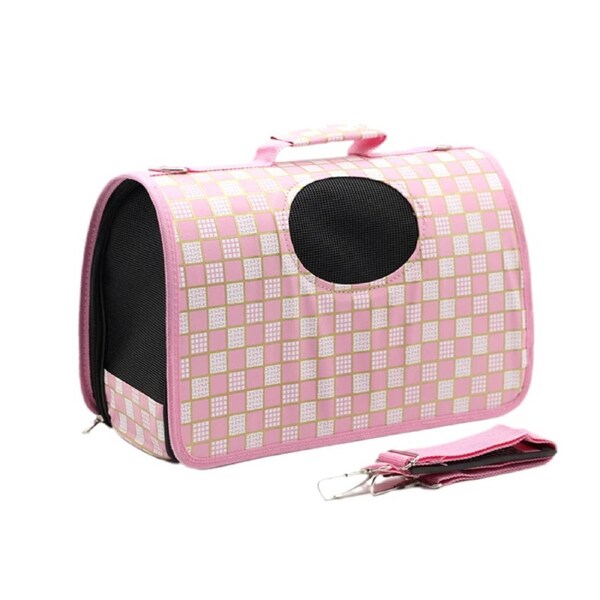 Anypet Small Pink Checkered Pattern Pet Sling Bag Shoulder Carrier