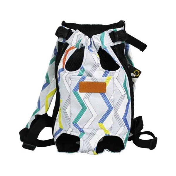 Anypet Medium Zigzag Pattern Denim Pet Carrier Backpack With Pockets