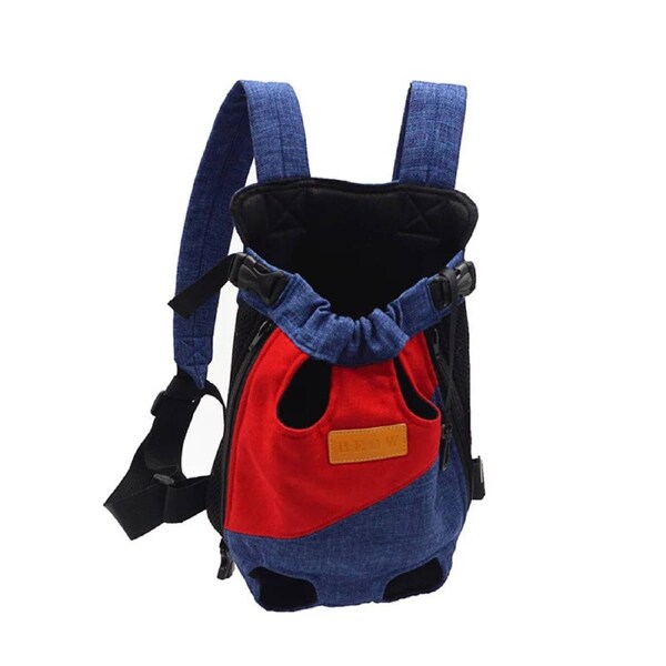 Anypet Small Red Dark Blue Pattern Denim Pet Carrier Backpack With Pockets