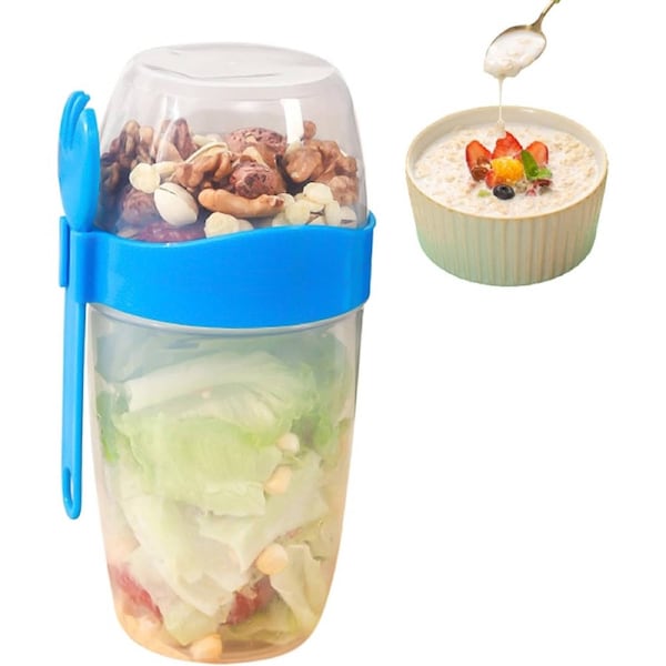Velocity Cereal and Milk to Go Container, 870ml Oats Jars - Wear-Resistant Oats Container Cereal and Milk Container for Meal Prep
