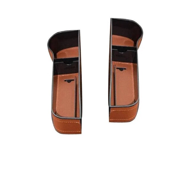 Premium Brown PU Leather Car Seat Gap Organiser with Cup Holder