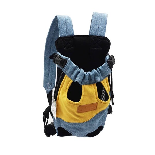 Anypet Small Yellow Blue Denim Pet Carrier Backpack With Pockets