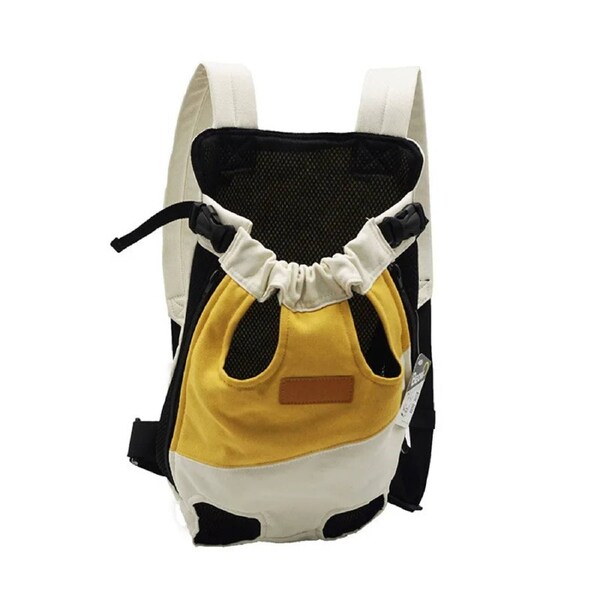 Anypet Small White Yellow Denim Pet Carrier Backpack With Pockets
