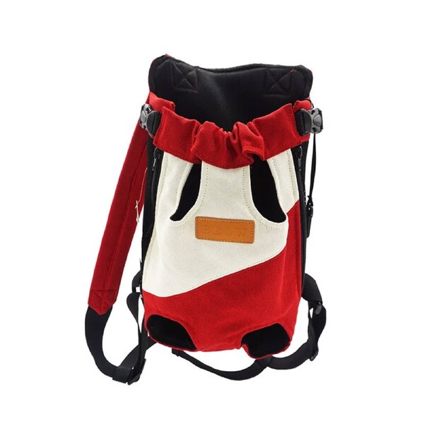 Anypet Medium White Red Pattern Denim Pet Carrier Backpack With Pockets