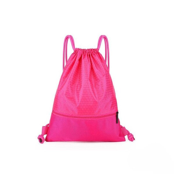 Premium Nylon Drawstring Backpack Sport Bag - Pink