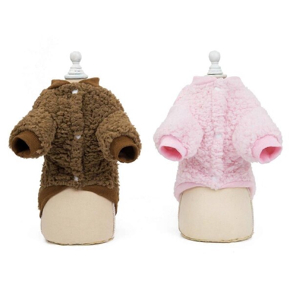 JOYBUY 2 Pieces Dog Sweater, Dog Coat for Small Medium Dog or Cat, Winter Warm Soft Cotton Pet Jacket for Puppy(Brown+Pink)——L