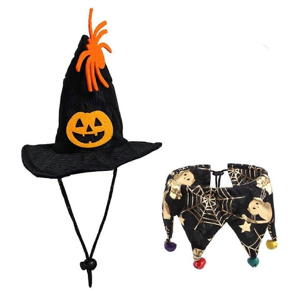 JOYBUY Set of 2 Halloween Pet Sets Halloween Pet Decoration Costume Decoration Holiday——Dark gold
