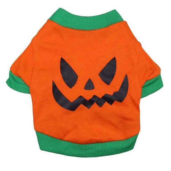 JOYBUY Dog Halloween Shirt Pet Clothes Pumpkin Head for Small Dogs Cat Halloween Tee Shirt Halloween Cosplay Pet Apparel——S