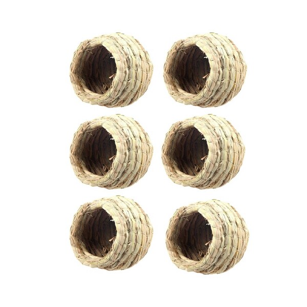 6pcs Handwoven Straw Bird Nest Pigeon Parrot Breeding House Hut for Cage