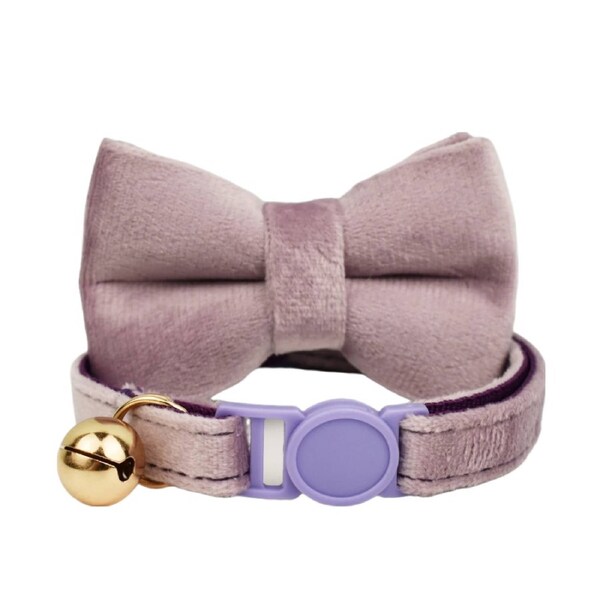 Anypet Purple Pink Bow Cat Collar Large With Bell