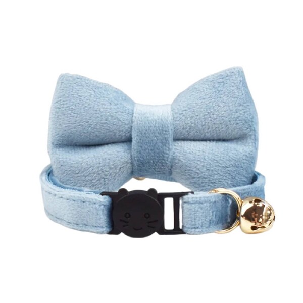 Anypet Sky Blue Bow Cat Collar Small With Bell S for Neck 16-26cm