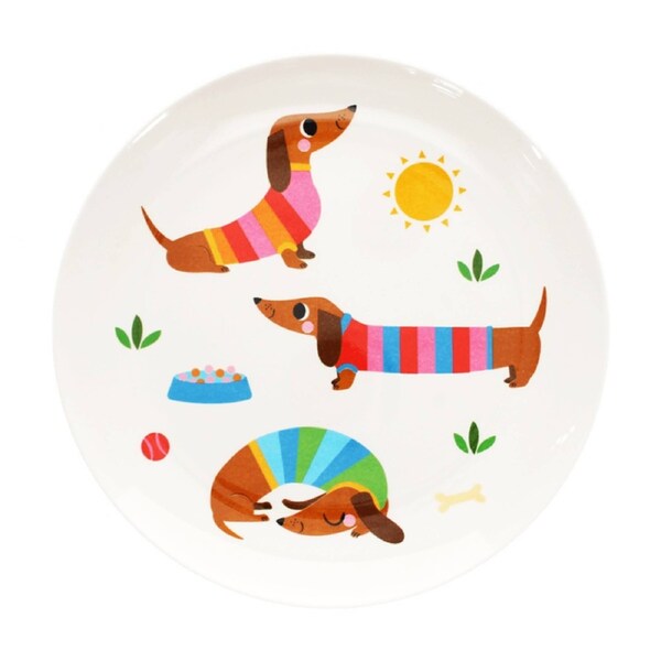 Rex London Melamine Plate Sausage Dog Durable Kids Dining Serveware 21.5cm