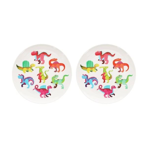2PK Rex London Melamine Plate Baby Dinos Durable Food Dining Serveware 21.5cm