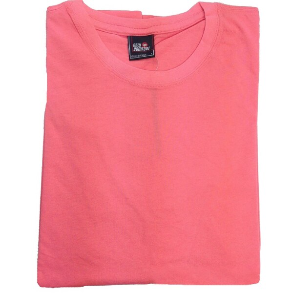 Mens Plain T Shirt 100% COTTON Loose Baggy Fit Blank Tee Top Basic T-Shirt - Pink (Salmon) - S