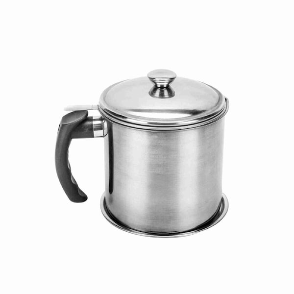 Stainless Steel Oil Strainer Pot Container Jug Storage Can Filter Cooking Grease