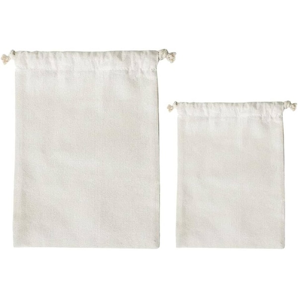 Velocity 2pcs Cotton Linen Drawstring Bags for Flour, Rice and Food Storage