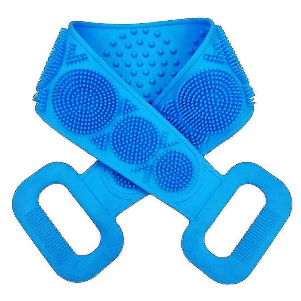 ESTONE Blue Silicone Back Scrubber Bath Towel for Back Cleansing and Exfoliation