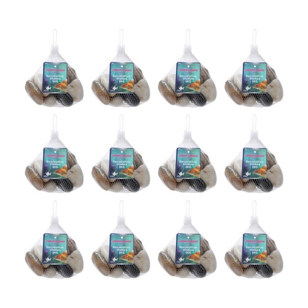 12PK Paws And Claws Large Brown Decorative Stones Aquarium Decor 5-8cm 1kg