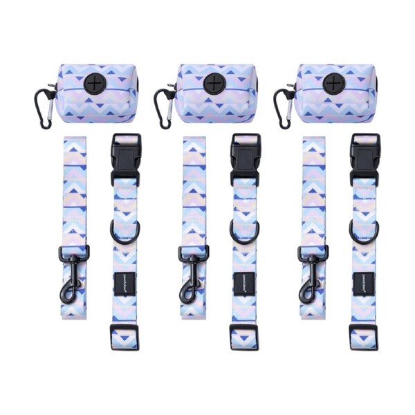 3x 3pc Paws And Claws Pet Dog Cat Park Life Lead Collar Waste Bag Holder Large
