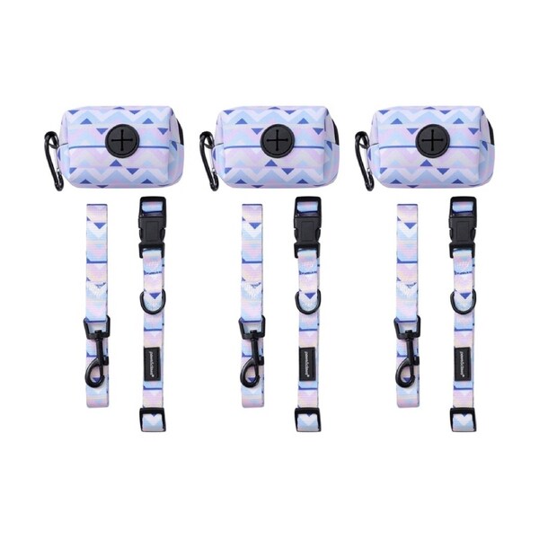 3x 3pc Paws And Claws Pet Dog Cat Park Life Lead Collar Waste Bag Holder Small