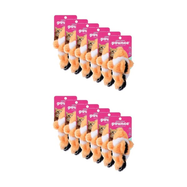 12PK Paws And Claws Pet Cat Toy Pounce Chasey Vibrating Animal Assorted 12x8cm