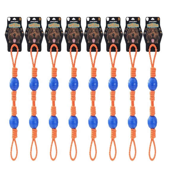 8PK Paws And Claws Twist Tug Double Loop Rope Pet Dog Toy Durable 69x7cm