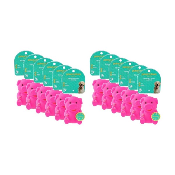 12PK Paws And Claws Vinyl Animal Pet Dog Cat Toy Built-In Squeaker 11x10x8cm