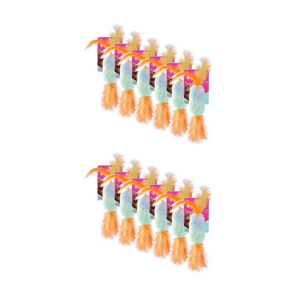 12PK Paws And Claws Pounce Plush Candy Cat Toy 9x3.5x2cm Assorted Colours
