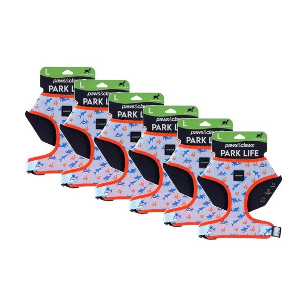 6PK Paws And Claws Park Life Printed Pet Dog Harness Assorted Large 50-70cm