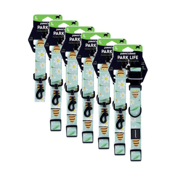 6PK Paws And Claws Pet Dog Collar Lead Set Large 120x2.5cm 45-65cm