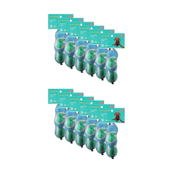 12x 3pc Paws And Claws Pet Dog Cat Squeaky Balls Toy Pack Assorted 4.5cm