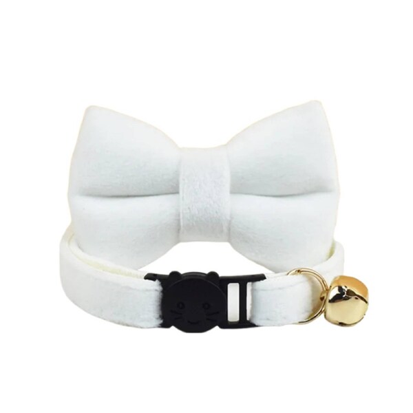 Anypet Pure White Bow Cat Collar Small With Bell