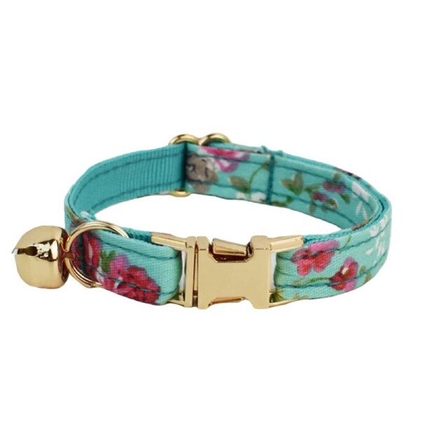 Anypet Floral Light Blue Cat Collar Small With Bell