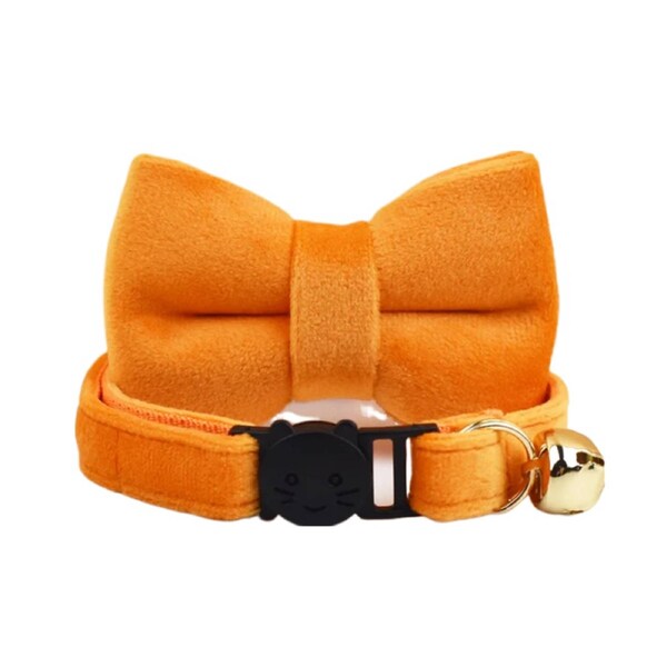 Anypet Sunset Orange Bow Cat Collar Large With Bell