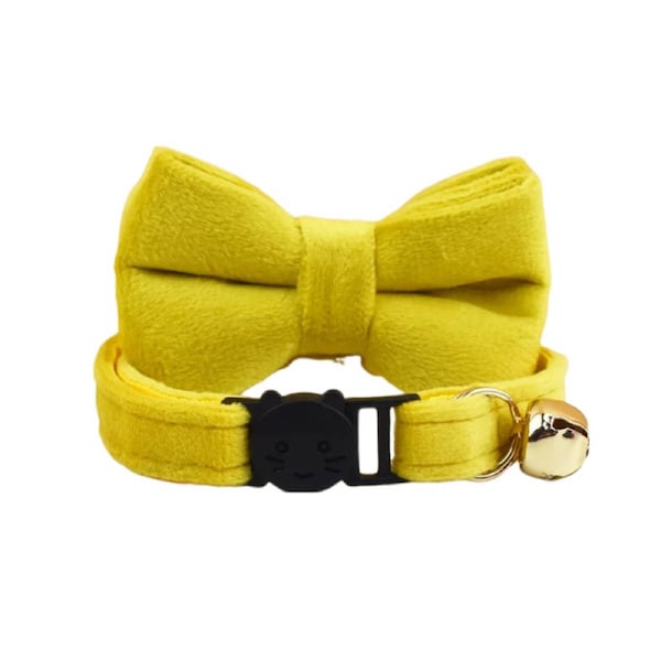 Anypet Mustard Yellow Bow Cat Collar Small With Bell