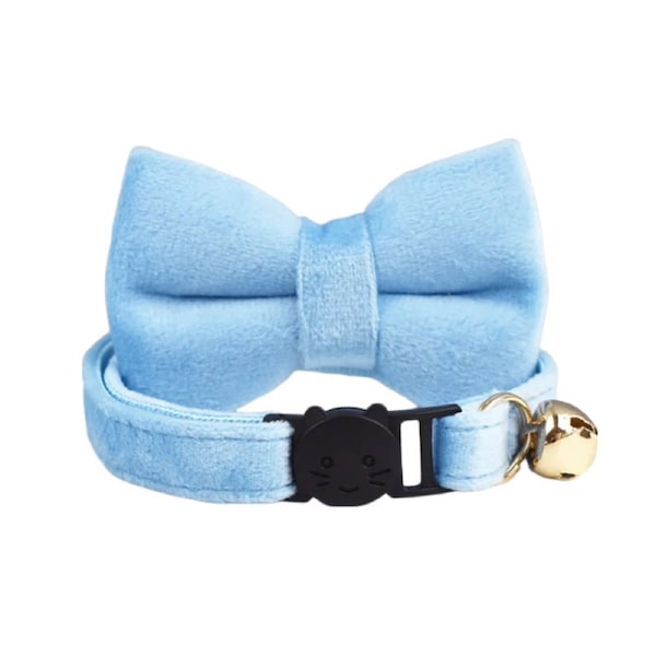 Anypet Aqua Blue Bow Cat Collar Large With Bell