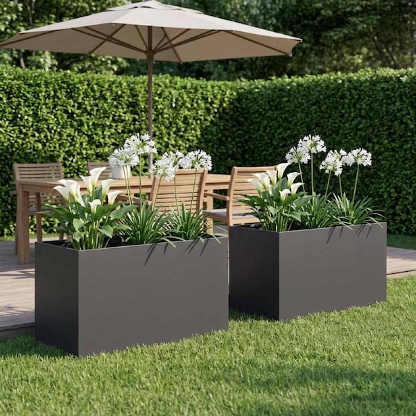 Garden Planter 2 pcs Black 100 x 50 x 50 cm Cold-rolled Steel vidaXL