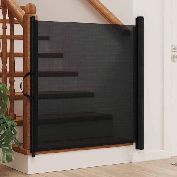Retractable Pet Gate Black 82.5x125 cm vidaXL
