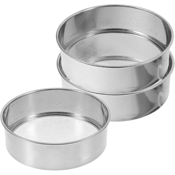 Velocity 3pcs Stainless Steel Fine Mesh Sieve Set for Flour, Baking and Ceramic Glaze Filtering