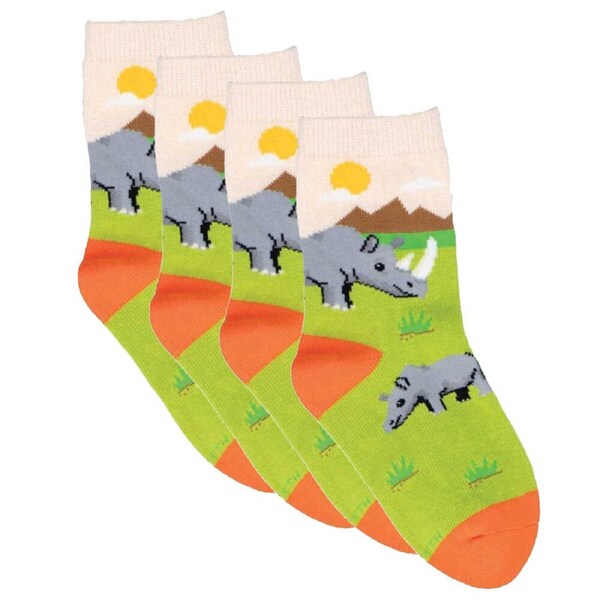 4x Socksmith Kids/Children Novelty Soft Socks Rambunctious Rhino 2-4y
