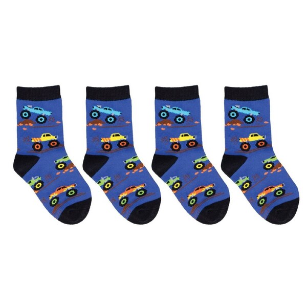 4x Socksmith Kids/Children Novelty Breathable Socks Monster Trucks 4-7y