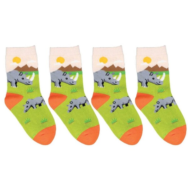 4x Socksmith Kids/Children Novelty Soft Socks Rambunctious Rhino 4-7y