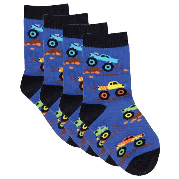 4x Socksmith Kids/Children Novelty Breathable Socks Monster Trucks 2-4y