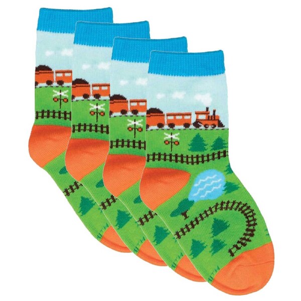 4x Socksmith Kids/Children Novelty Breathable Socks Train Tracks 2-4y