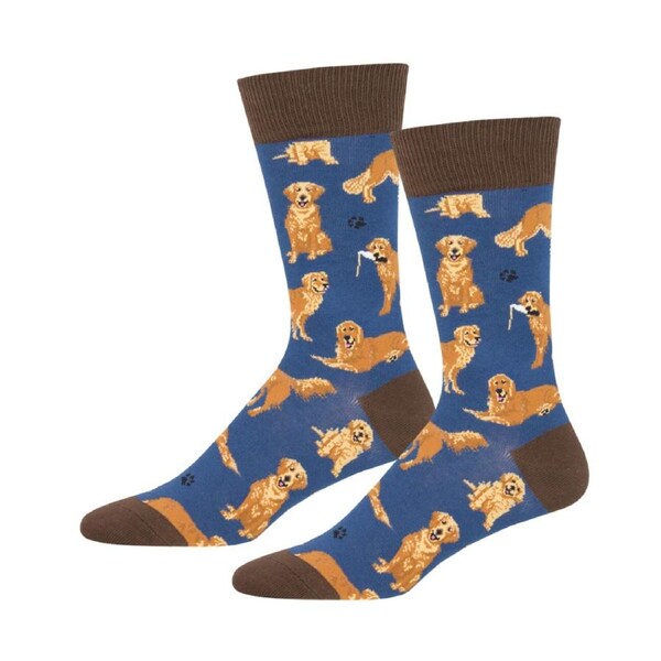 2x Socksmith Mens Novelty Casual Trendy Comfort Socks Golden Retriever One