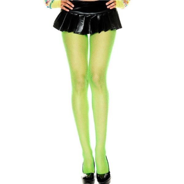 Neon Green Fishnet Stockings One Size