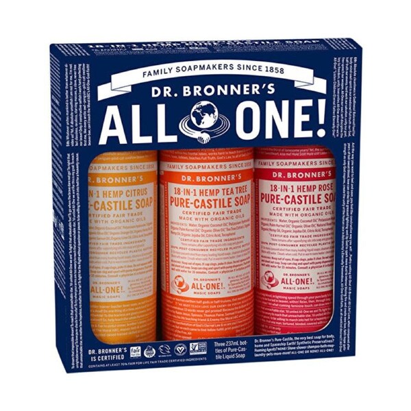 Dr. Bronner's Pure-Castile Soap Liquid Summer Lovin' 237ml x 3 Pack (Citrus, Rose & Tea Tree) 237ml x 3 Pack (Citrus, Rose & Tea Tree)