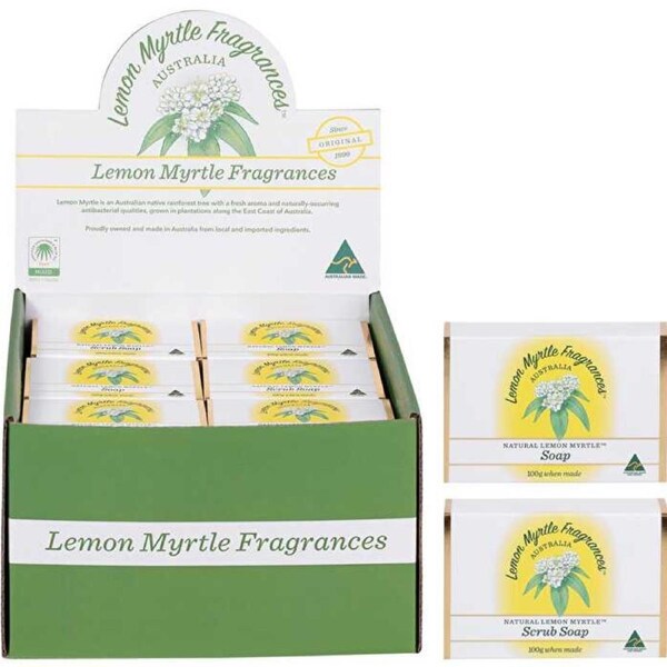 Lemon Myrtle Fragrances Soap Mixed Plain & Exfoliant 24x100g 24x100g