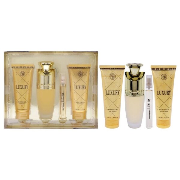 Luxury by New Brand for Women - 4 Pc Gift Set 3.3oz EDP Spray, 4.4oz Shower Gel, 4.4oz Body Lotion, 0.5oz EDP Spray 4 Pc Gift Set